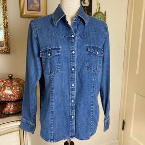 Eddie Bauer Blue Denim Button-Down Shirt